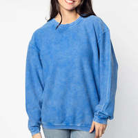 Sudadera de cuello redondo de pana acanalada para mujer, personalizada OEM, extragrande, con bordado de chenilla y cordón, al por mayor