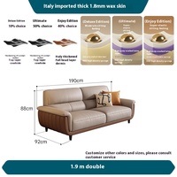 Ensemble Canapé Sectionnel Modulaire en Cuir Véritable de Style Italien avec Pieds en Acier Inoxydable, Design Moderne, Rembourrage Éponge, Fauteuil-Lit Simple pour Petits Espaces