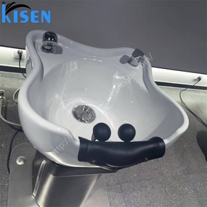 Kisen High Quality Modern Shampoo Chair Luxury Salon Sofa Electric Adjustable <b>Bed</b> with Ceramic Sink - Product Image 6