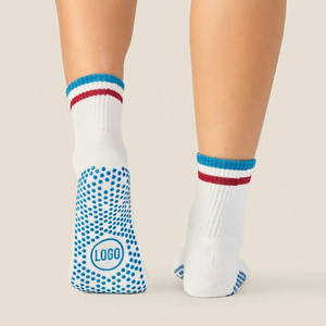 <b>Custom</b> Non-Slip Ankle <b>Socks</b> With Blue Dot <b>Grip</b> And Colorful Cuff For Women Summer Daily Wear - Product Image 1