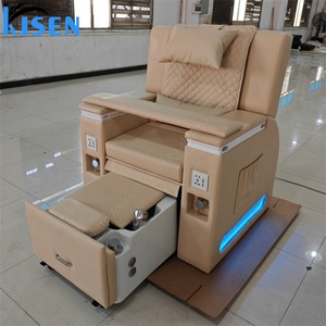 Fauteuil de pédicure et manucure de luxe Kisen pour salon de beauté, chaise de spa blanche avec bain de pieds, vente en gros, chaises de pédicure pas chères avec bol - Product Image 2