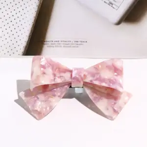 customized Korean adult hair barrette bows clips girls wholesale acrylic acetate fancy french hair barrette bow clips for women
