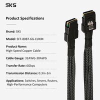 Cavo Mini SAS SFF 8087 a SFF 8087 ad Alta Velocità, Schermato con Treccia in Nylon, 36 Pin, per Trasferimento Dati Server, 0.5m 1m