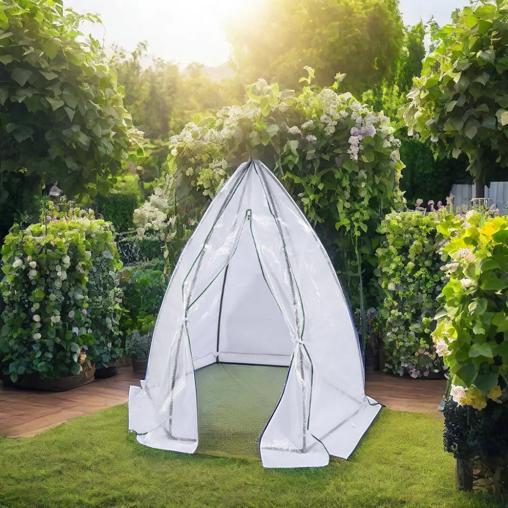 ホームガーデニング用の苗の花のための金属フレーム付きポータブルミニ温室防雨および防霜ガーデン成長テント