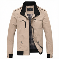 Veste bomber décontractée pour hommes, col montant, fermeture éclair, coupe-vent, couleur unie, vêtements d'extérieur pour le printemps et l'automne