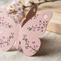 Cartes de présentation de bijoux personnalisées en carton épais, motif Papillon Sakura Rose Poudré et Fleur de Cerisier, pour boucles d'oreilles, OEM, Logo Personnalisé, Vente en Gros