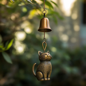 Carillon à vent en forme de chat, ornement suspendu pour la décoration extérieure du jardin - Product Image 1