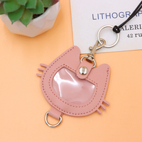 Étui compatible pour animaux de compagnie en cuir PU, pochette compacte pour le cou, porte-amulette, rangement pour poils d'animaux en forme de chat mignon