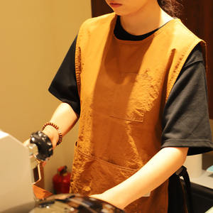 Tablier imperméable en coton, uniforme de travail de couleur unie, pour la cuisine, la restauration, le café, le thé au lait, les desserts, les salons de manucure - Product Image 5