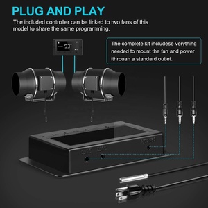 Yên Tĩnh 6 Inch Inline Duct <span class=keywords><strong>Fan</strong></span> Với Nhiệt Độ Độ Ẩm <span class=keywords><strong>Controller</strong></span>-Quạt Thông Gió Thông Gió Cho Phát Triển Lều Hydroponics - Product Image 5