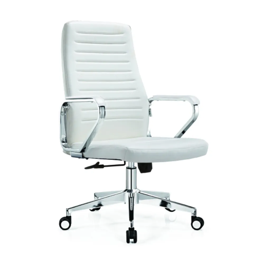 Leisure Chair Iron Carton Package Modern Leather Office Chair Aço inoxidável Nylon Ce Certificado Aprovado Ergonômico Branco