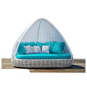 Moderno Divano Letto Portatile in Metallo con Cuscini per Villa, Hotel, Cortile, Sdraio da Relax - Product Image 5