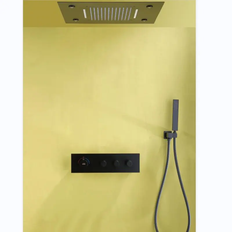 Ванная комната душевой кран Водопад светодиодный потолочный Душ 12 дюймов тропический душ головы наборы для ухода за кожей в комплекте необработанный клапан балансировки давления