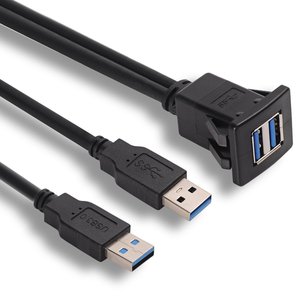 Dual Port Usb 3.0 Cable For Car 2m Black Tpu Waterproof Copper Conductor - Product Image 5