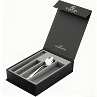 Boîtes cadeaux rigides à rabat magnétique avec insert en EVA floqué, boîte rigide pour l'emballage de couverts en acier inoxydable (cuillère, fourchette, couteau)
