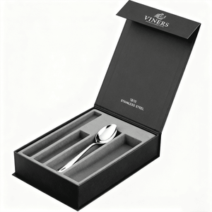 Boîtes magnétiques de luxe personnalisées, emballage rigide, boîte cadeau avec estampage à chaud, revêtement UV, insert découpé pour ensemble de couverts, emballage de cuillères - Product Image 1