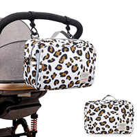 Sac de poussette imperméable OEM ODM à imprimé léopard pour bébé, pochette à couches, sac de voyage pour maman, organisateur à bandoulière