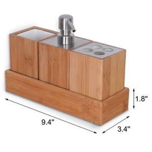 Custom Logo <strong>Bamboo</strong> Bath Storage Box <strong>Set</strong> for Home and Hotel Three-piece <strong>Washing</strong> Toothbrush Mouthwash Cup Collection - Product Image 2