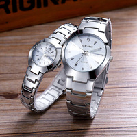 Montres de luxe pour couple en alliage de carbure de tungstène avec cadran à quartz et aiguilles, style professionnel or café, pour hommes et femmes