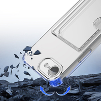 Étui de luxe souple pour cartes et téléphone portable transparent pour iPhone 16 E 15 14 13 12 11 16 Pro Max Mini 17 8 Plus SE – Coque de protection transparente