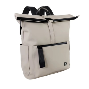 Sac à dos unisexe de luxe en polyester imperméable avec fermeture roll-top, antichoc, pour ordinateur portable, idéal pour les affaires, les loisirs, les voyages et l'école, en cuir synthétique - Product Image 4