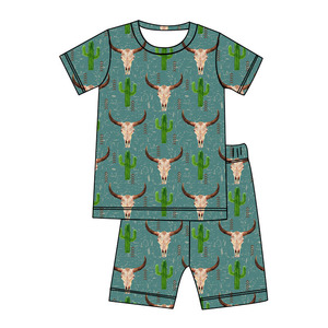 Vente en gros Ensemble <span class=keywords><strong>pantalon</strong></span> court à manches courtes pour garçons à motif de vache occidentale-Ensemble deux pièces pour enfants très populaire - Product Image 5
