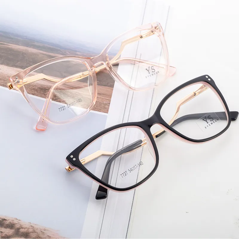 レトロラージフレームアセテートアイウェア眼鏡フレームカスタムメタルオプティカルメガネフレーム女性用男性用眼鏡