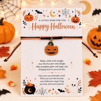 Bracelet porte-bonheur d'Halloween en gros, cordon tressé réglable, fantôme, citrouille, maison hantée, cadeau de fête effrayant pour enfants