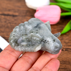 Vente en gros d'animaux en cristal sculptés, pierres naturelles de guérison, tête de bélier en cristal pour la décoration - Product Image 5