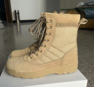 รองเท้าบูทหนังวัวกลับแบบดีเซิร์ท รุ่น TSB09 ไม่มีซิป สีแทน-ดำ รองเท้าคอมแบทแบบสั่งทำพิเศษ - Product Image 2