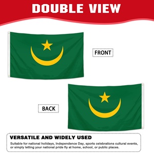 Banderas Personalizadas Voladoras de 90x150cm, Bandera Nacional de Mauritania, Bandera Personalizada de Mauritania con Estrella y Luna Creciente Verde Dorada, Poliéster - Product Image 2