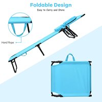 Chaise longue de plage pliable et réglable avec dossier inclinable pour bronzer