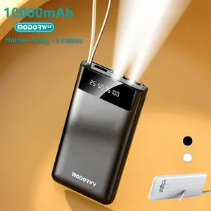 3 개의 케이블 및 빛 휴대용 휴대 전화 전원 스테이션 대용량 백업 충전 MODORWY 10000mAh 전원 은행