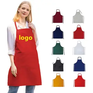 KEFEI kitchen apron with logo cleaning household apron for women with pockets