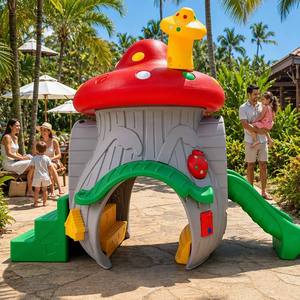Casetta Gioco per Bambini <span class=keywords><strong>2</strong></span> in 1 a Tema Fungo Forestale con Scivolo e Tunnel, in HDPE Sicuro, Giocattolo per il Gioco di Imitazione per Casa, Asilo Nido e Scuola Materna - Product Image 4