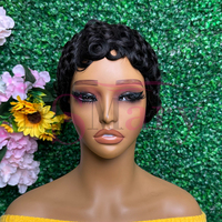 Perruque Courte Bouclée Faite à la Machine en Cheveux Humains Naturels 100% Pas Chère, Coupe Pixie pour Femmes Noires, Perruques Super Double Drawn en Cheveux Bruts Vietnamiens