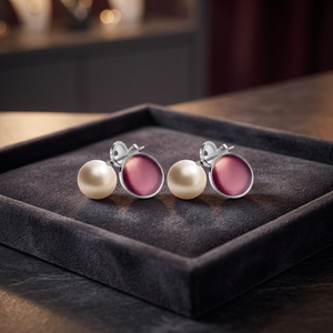 Boucles d'oreilles clous en argent sterling 925 avec perles, style indien, pour femmes, en argent pur 92,5 plaqué rhodium, collection Luxe & Mode - Product Image 3