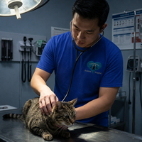 Maßgefertigtes Besticktes Tierarzt-T-Shirt mit Personalisiertem Design auf der Linken Brustseite für Tierklinik-Team-Bekleidung
