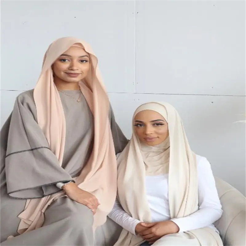 Hijab en jersey de qualité avec logo de marque personnalisé hijab longue écharpe extensible et confortable pour les femmes musulmanes hijab