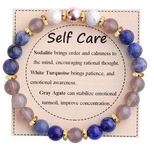 Nouveau Bracelet en pierre naturelle inspirante à la mode perlée réglable bonne chance soulagement de l'anxiété énergie de guérison cristal coloré femmes - Product Image 1