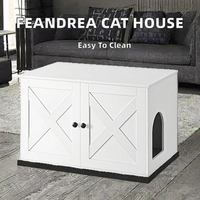 Meuble pour chat et litière avec séparateur amovible, facile à nettoyer, 80x53x50cm, blanc PCL002W01