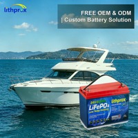 Batterie marine LiFePO4 à décharge profonde 24V 200AH 5KW Grade A, efficace, plus de 6000 cycles, prise RS485 Anderson, CE RoHS IP67, service OEM ODM