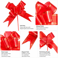 Emballage cadeau saisonnier avec nœud à tirer et bordure dorée, plusieurs couleurs, pour les magasins de détail, les événements, les paniers-cadeaux et la vente en gros