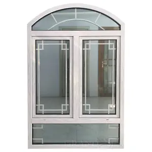 最优惠的价格拱形顶部铝双玻璃挂在平开窗