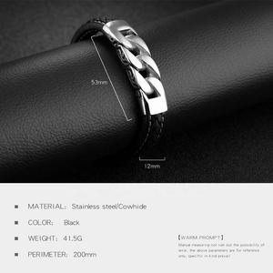 Bracelets en <span class=keywords><strong>cuir</strong></span> véritable de style vintage noir en <span class=keywords><strong>cuir</strong></span> de vache, bijoux fins, bracelets à fermoir magnétique, bracelets personnalisés pour hommes - Product Image 5