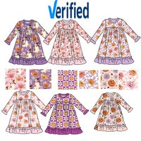 Robe à volants à manches longues en bambou pour filles, tenue décontractée de princesse trapèze imprimée sur mesure pour enfants