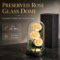Vente en gros de roses éternelles Beauty Beast Prince 15*30cm, rose préservée dans un coffret cadeau en verre pour petite amie - Saint-Valentin, Noël