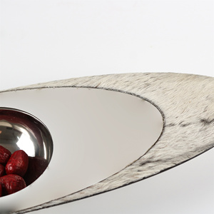 Bol de soucoupe volante <span class=keywords><strong>Techno</strong></span> Art moderne pour service hôtelier Bol en acier inoxydable et cuir pour accessoires de décoration intérieure - Product Image 4