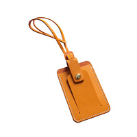 Étiquette de bagage de voyage haut de gamme en cuir pleine fleur, pliable, anti-perte, pour valise trolley, carte d'embarquement, personnalisée authentique