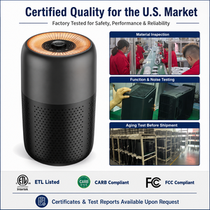Purificador de Aire HEPA Inteligente para Dormitorio, Oficina en Casa, Aire Limpio y Silencioso, para Dormitorio, Oficina, Residencia Universitaria, con OEM ODM, Almacén en EE. UU., Certificaciones ETL, EPA, CE, FCC - Product Image 4